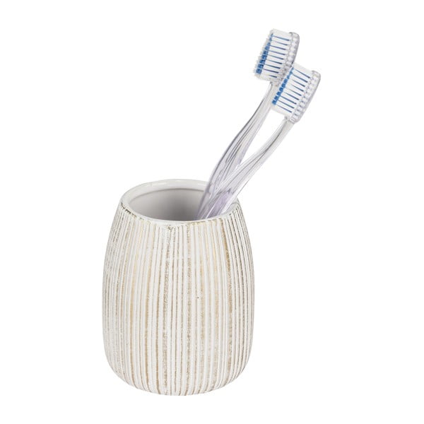 Керамична чаша за четки за зъби от в бял и златист цвят Pascoli – Wenko-image-2