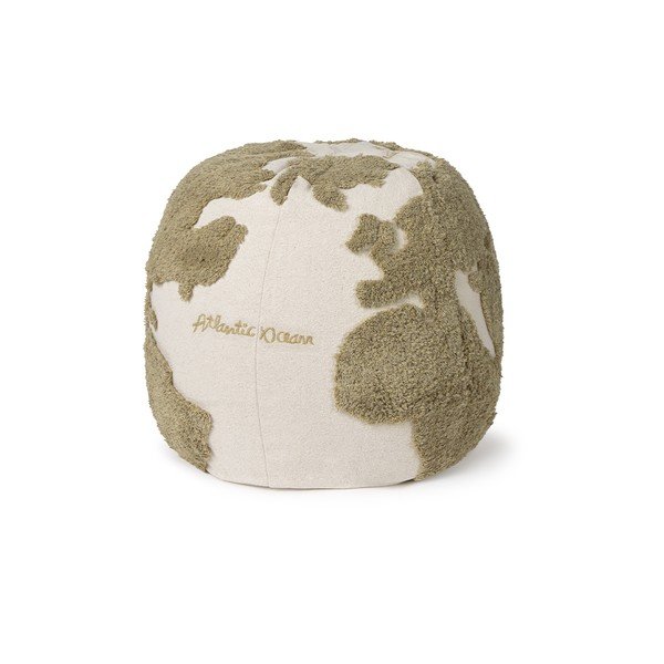 Детски пуф в зелен и кремав цвят World Map – Lorena Canals