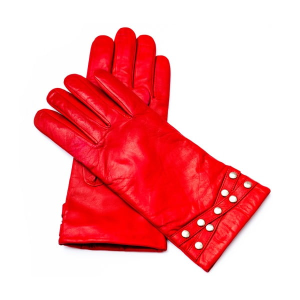 Дамски червени кожени ръкавици <br>Pride & Dignity Madrid, размер 7 - Pride&Dignity