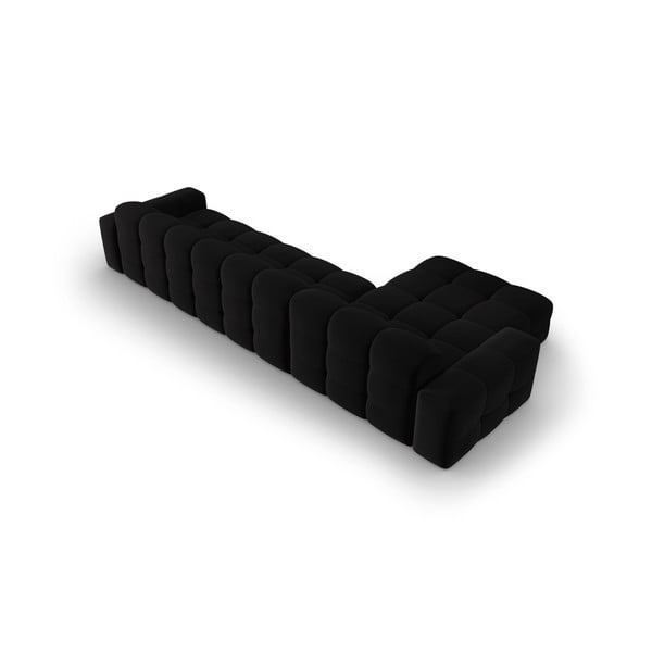 Ъглов диван от черно кадифе (ляв ъгъл) Kendal - Micadoni Home-image-4