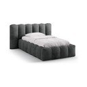 Тъмносиво единично легло 90x200 cm тапицирано с място за съхранение с включена подматрачна рамка Lupine – Micadoni 