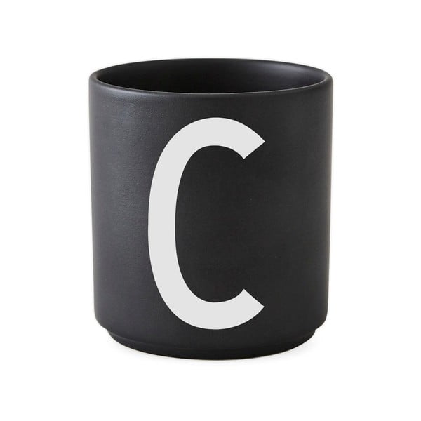 Черна порцеланова чаша Alphabet C, 250 ml A-Z - Design Letters