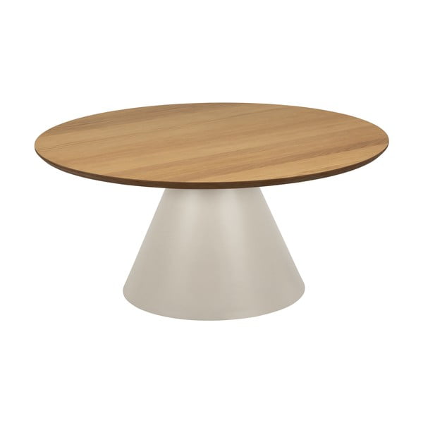 Кръгла масичка за кафе с дъбов плот в кремав и в естествен цвят  ø 85 cm Soli – Actona-image-2