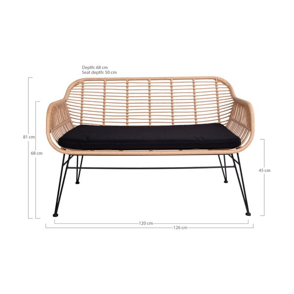 Градински диван от изкуствен ратан Trieste - House Nordic-image-4