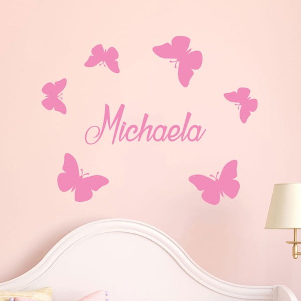 Комплект розови стикери за стена с азбука Пеперуди - Ambiance