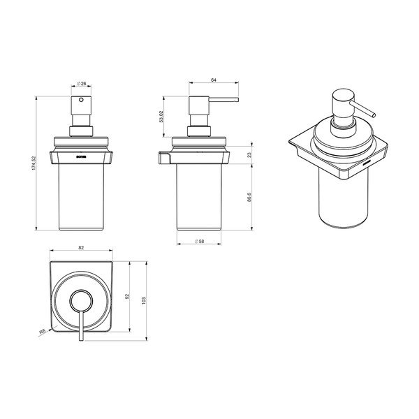 Дозатор за сапун за стена от месинг в черно и бяло, 250 ml Zen - Sapho-image-3