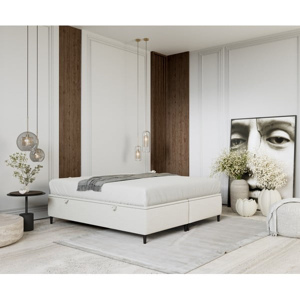 Кремаво тапицирано двойно легло  с място за съхранение 180x200 cm Tate – Maison de Rêve-image-4