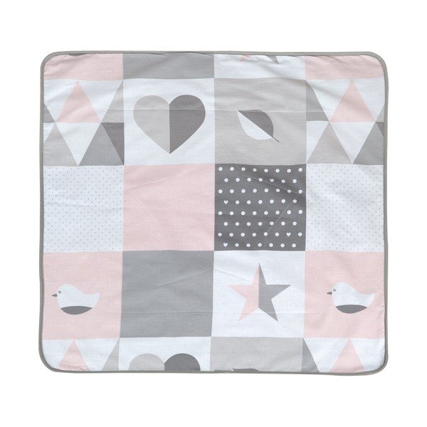 Розово/сиво бебешко одеяло от микроплюш 80x80 cm Happy Patch – Roba