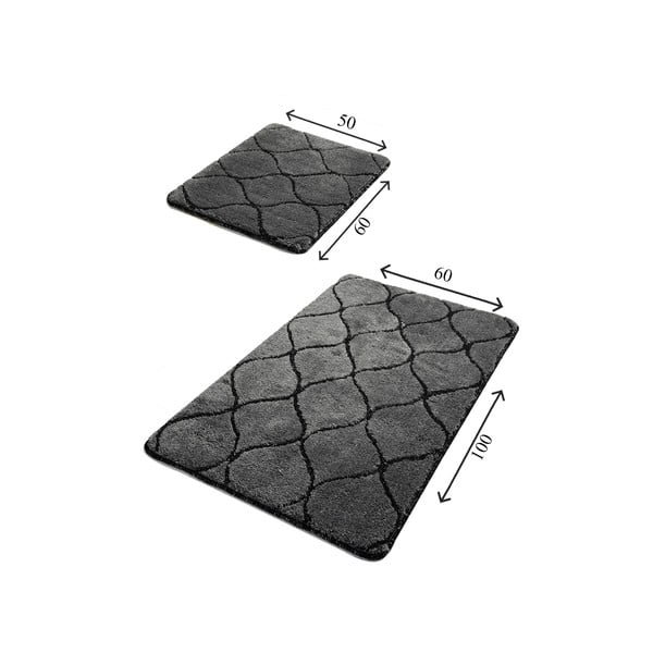 Комплект от 2 тъмно сиви правоъгълни килима за баня Wave - Foutastic-image-2