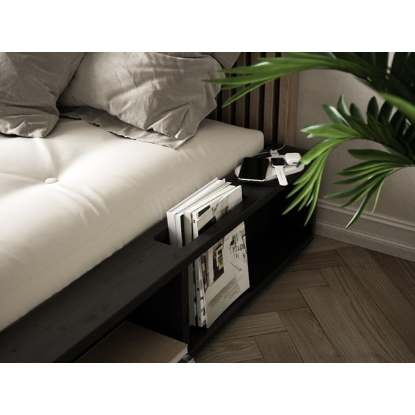 Černá dvoulůžková postel z masivního dřeva s úložným prostorem Karup Design Ziggy, 140 x 200 cm-image-1