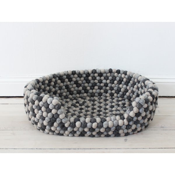 Тъмно сиво легло за домашни любимци с топка вълна Ball Pet Basket, 60 x 40 cm - Wooldot