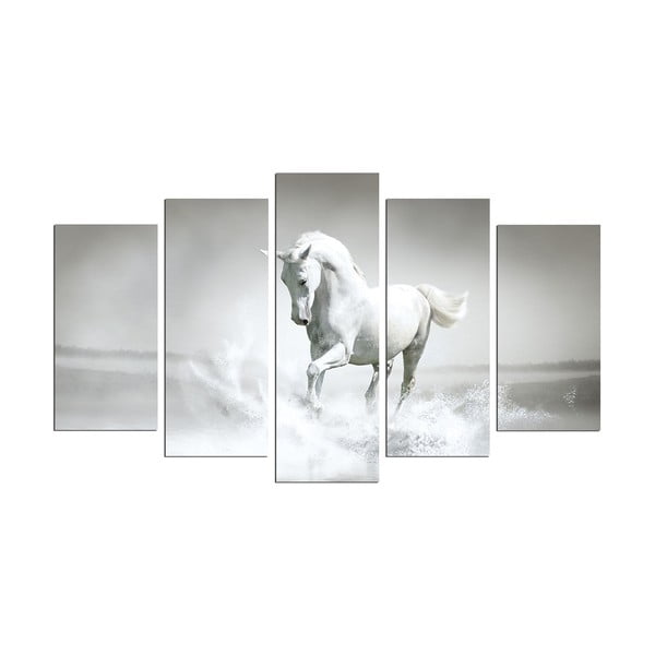 Картина от няколко части "Бял кон", 110 x 60 cm - Charm