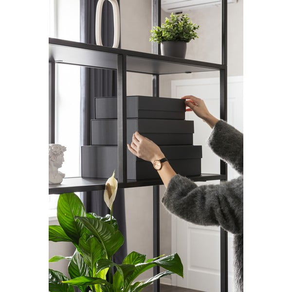 Тъмносиви картонени кутии за съхранение в комплект 3 бр. с капаци 42,5x29,5x13 cm Kian Paper Laminate – Bigso-image-1