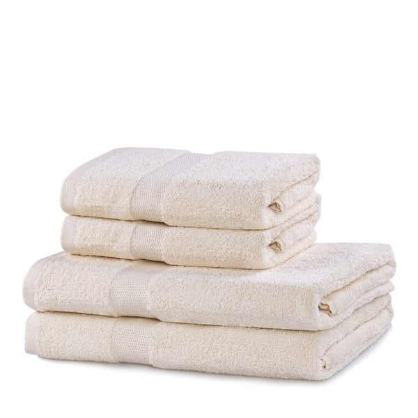 Кремави памучни хавлии и кърпи за баня в комплект от 4 бр. от тери Marina – DecoKing
