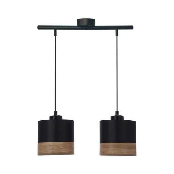 Черна висяща лампа с текстилен абажур ø 15 cm Porto - Candellux Lighting