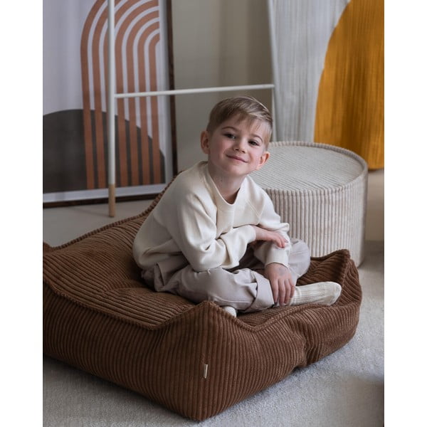 Кафяв детски пуф от рипсено кадифе Square – Wigiwama-image-2