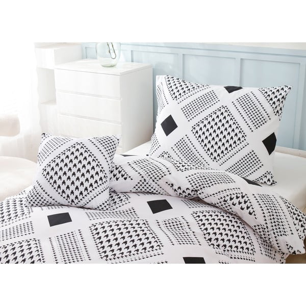 Черно-бяло спално бельо за единично легло от микросатен, 3 части 140x200 cm Roberto - My House-image-2