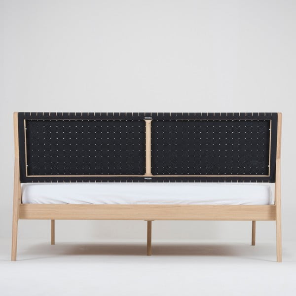 Масивно дъбово легло с черна табла , 180 x 200 cm Fawn - Gazzda-image-4
