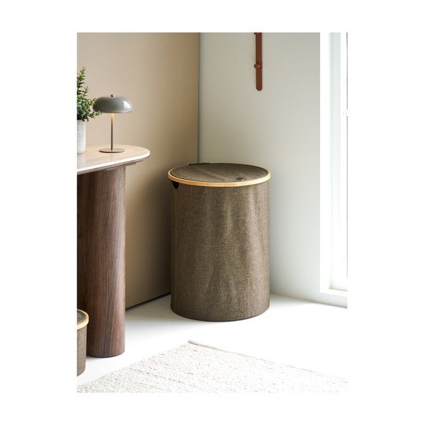 Кафяв текстилен кош за пране Noto – House Nordic-image-1