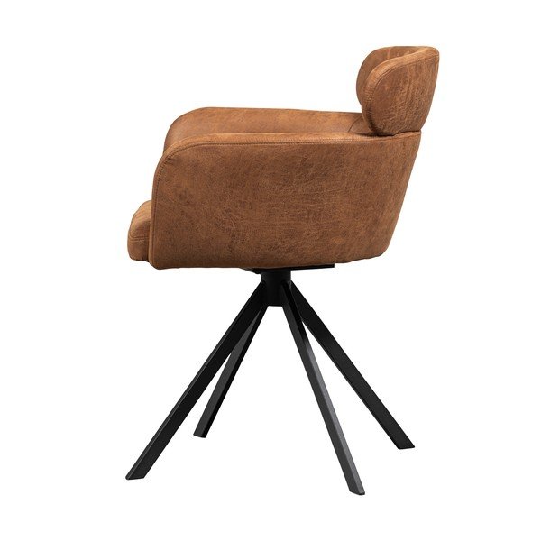 Тапициран трапезен стол с подлакътници в цвят кафяв коняк Fenne – WOOOD-image-4