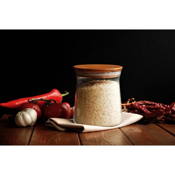Стъклен буркан с бамбуков капак, височина 13 cm Olla - Bambum-image-2
