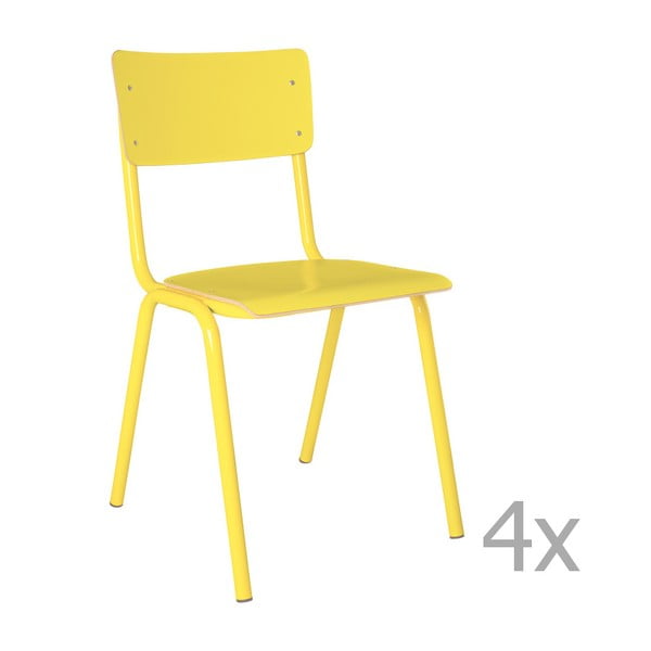 Sada 4 žlutých židlí Zuiver Back to School
