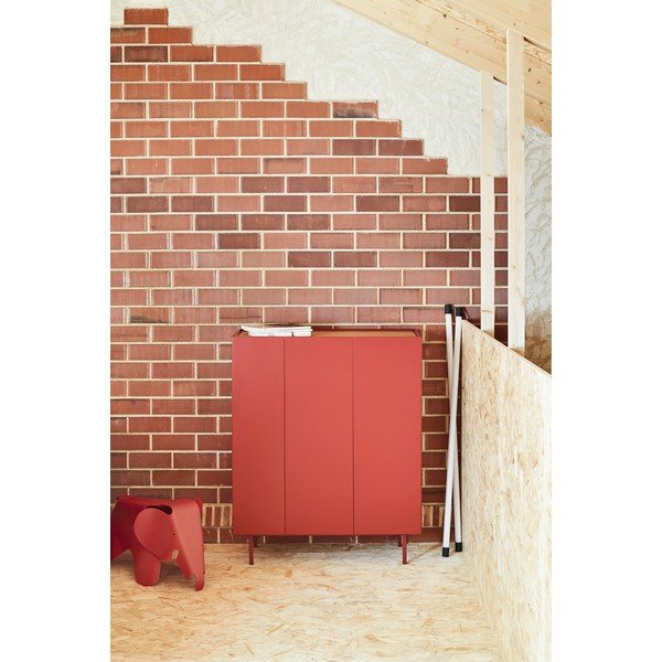 Червен  висок скрин от декор от дъб  95x120 cm Arista – Teulat-image-1