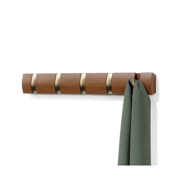 Кафява стенна закачалка от масивна топола Flip – Umbra-image-4
