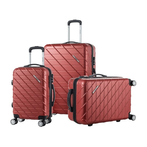 Sada 3 hnědých cestovních kufrů na kolečkách Murano Americano