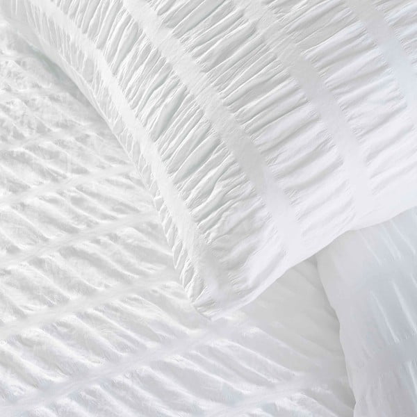 Бяло единично  крепово спално бельо 140x200 cm Plissia – douceur d'intérieur-image-1