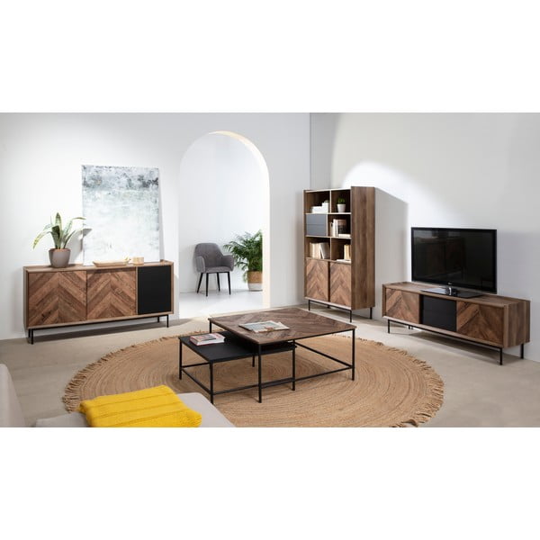 Комод с чекмеджета в дъб и черен декор Utah - Marckeric-image-1