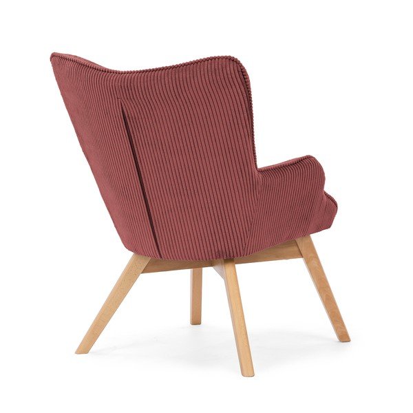 Червено кресло от рипсено кадифе Niko – Ropez-image-3