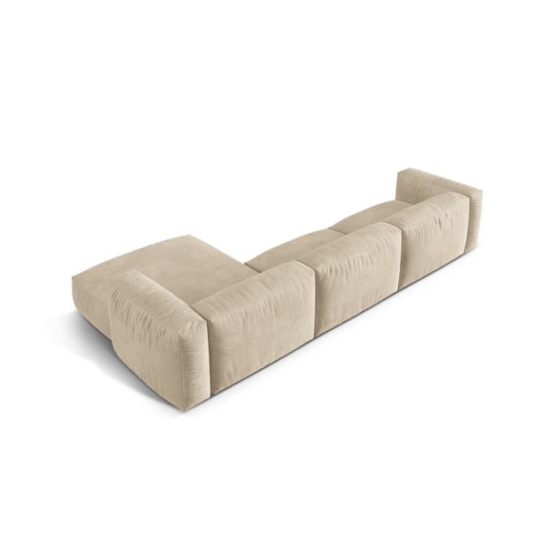 Бежов кадифен модулен ъглов диван (десен ъгъл) Martina – Micadoni -image-3