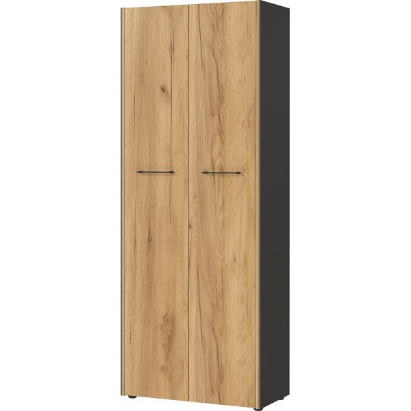 Гардероб от декор от дъб в антрацитен и естествен цвят 75x196x40 cm Podium – Germania-image-4