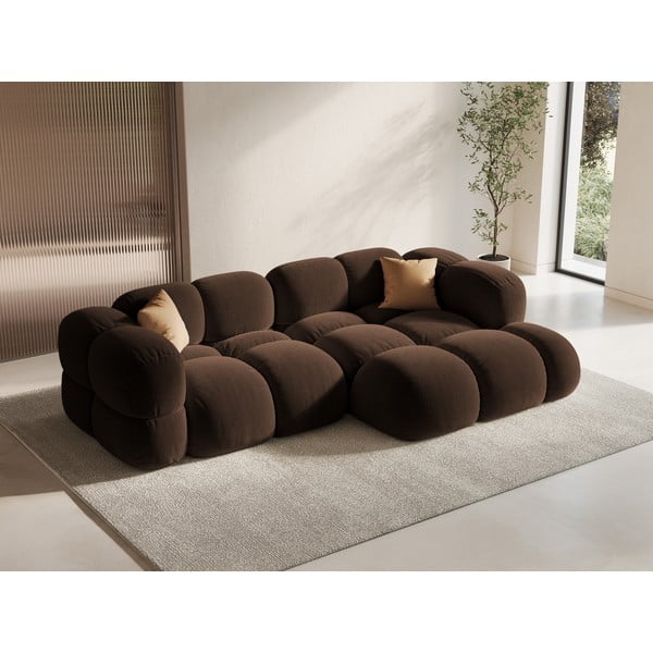 Тъмнокафяв кадифен ъглов диван (десен ъгъл) Loretto – Cosmopolitan Design-image-1