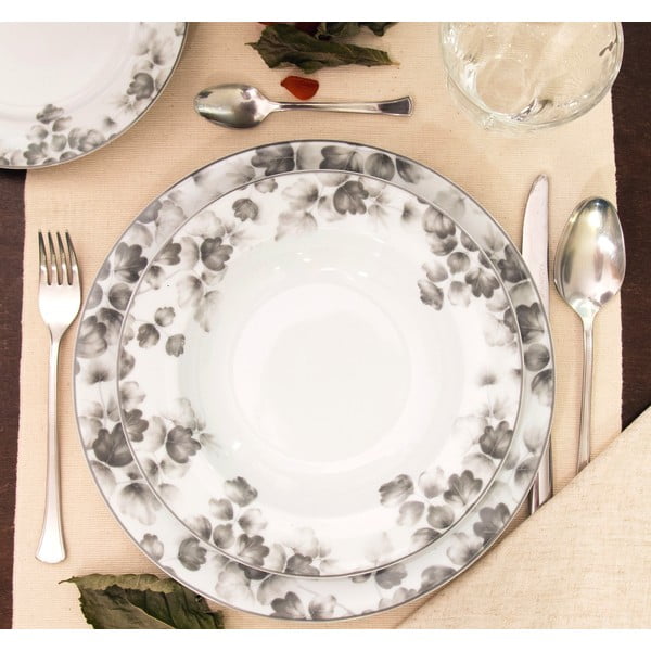 Бяло-светлосиви десертни порцеланови чинии в комплект от 6 бр. ø 19 cm Foliage gray – Villa Altachiara-image-3