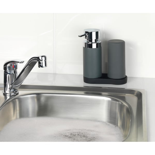 Комплект от 2 сиви дозатора за препарат с тавичка Squeeze, 250 ml Easy Squeez-e - Wenko-image-2