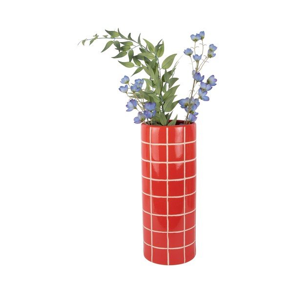 Червена керамична ваза (височина 40 cm) Retro Tiles – PT LIVING-image-3