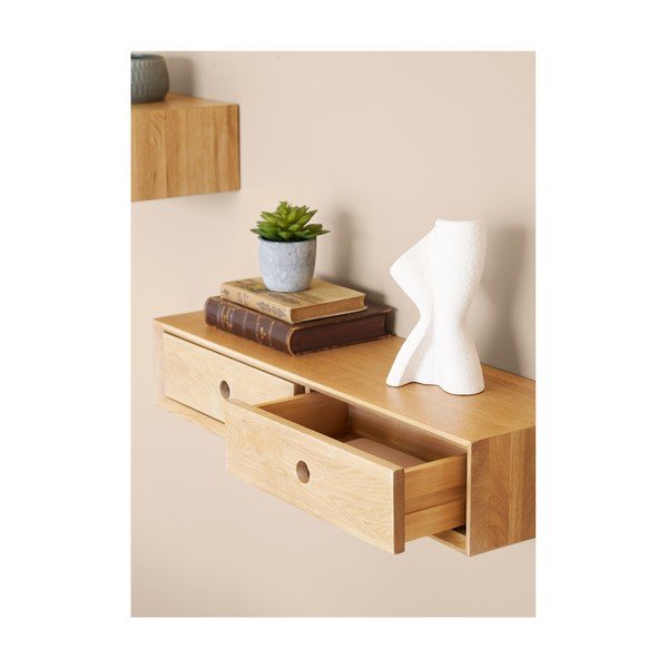 Стенен рафт от масивен дъб в светло естествен цвят 80 cm Luzern – House Nordic-image-1