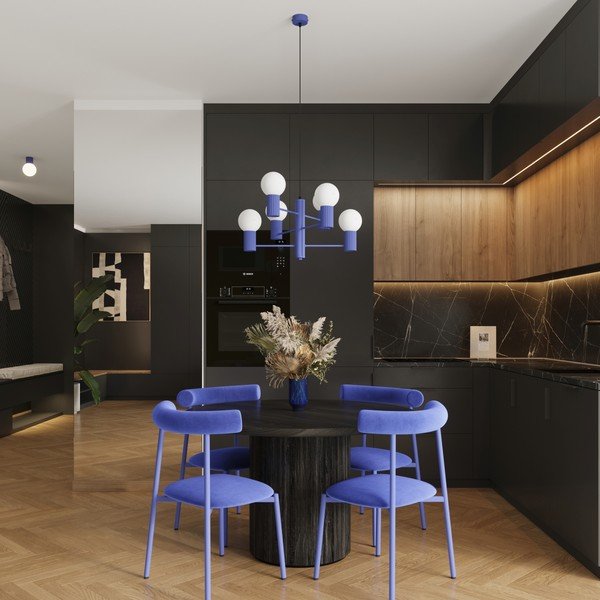 Синьо  висящо осветително тяло със стъклен абажур Orbital – Sollux-image-2