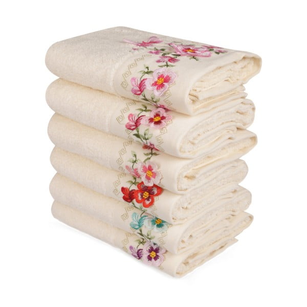 Комплект от 6 кърпи от чист памук Promises, 50 x 90 cm - Foutastic