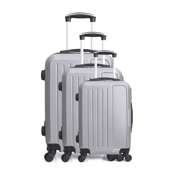 Sada 3 cestovních kufrů ve stříbrné barvě na kolečkách Hero Memphis