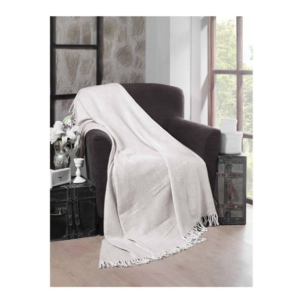 Krémová bavlněná deka Maison, 130 x 170 cm