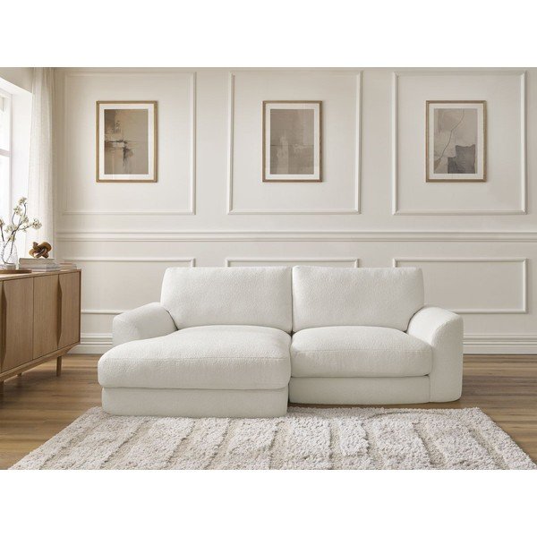 Бял ъглов диван от букле (ляв ъгъл) Leonore – Bobochic Paris-image-1