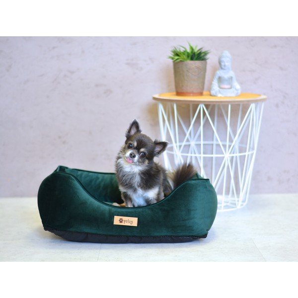 Тъмнозелено кадифено легло 55x42 cm Royal - Petsy-image-1