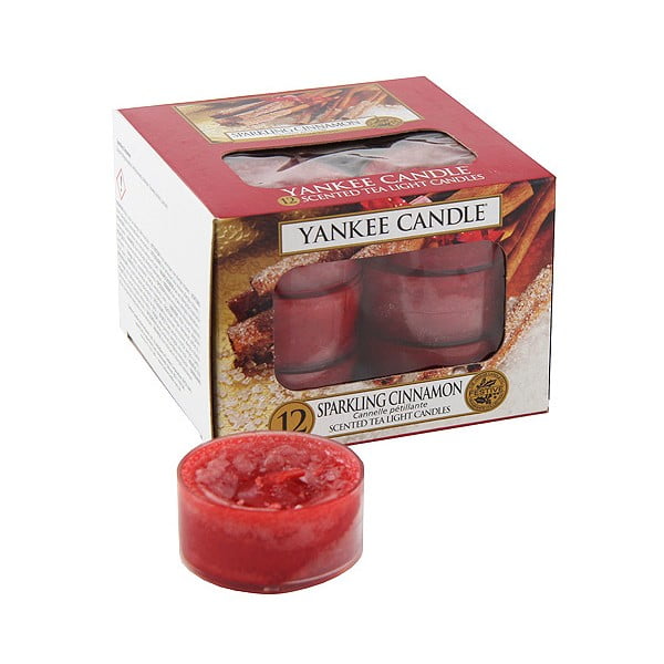 Комплект от 12 ароматни свещи Искряща канела, време на горене 4 - 6 часа - Yankee Candle