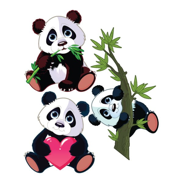 Комплект от 3 стикера за стена Panda - Ambiance