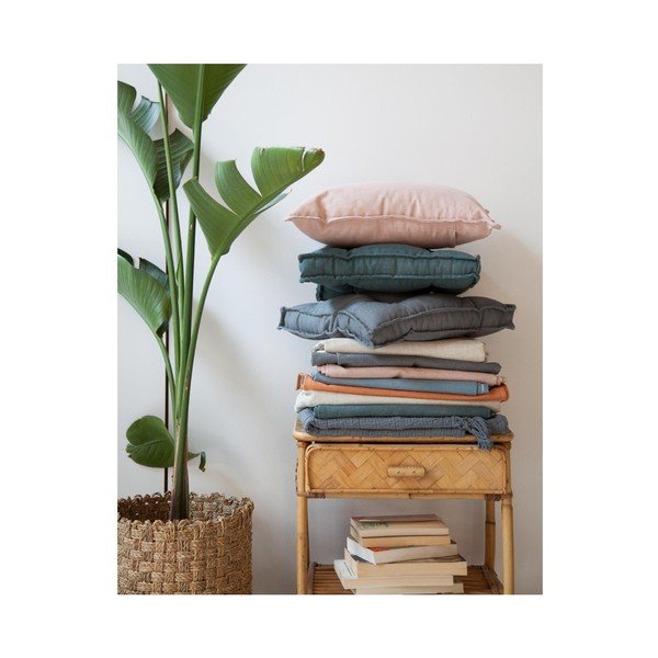 Светлорозова възглавница с ленено платно Квадрат, 37 x 37 cm - Surdic-image-3