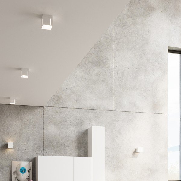 Бяло осветително тяло за таван с метален абажур 10x10 cm Pax – Sollux-image-3