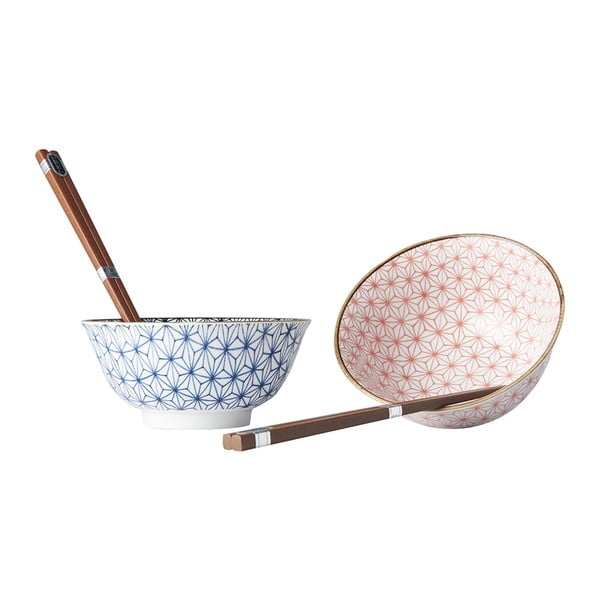 Комплект от 2 чинии и пръчици за хранене Asanoha - MIJ